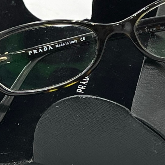 Prada VPR 05G Brown Tortoise Color Crystal Rectangle Eyeglass Women Frames Italy - Picture 1 of 16